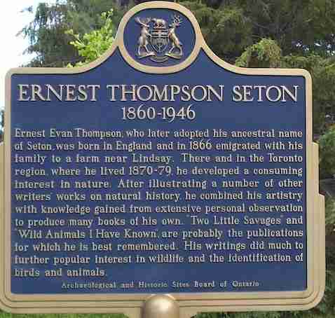 Ernest Thompson Seton Plaque at Kawartha Lakes