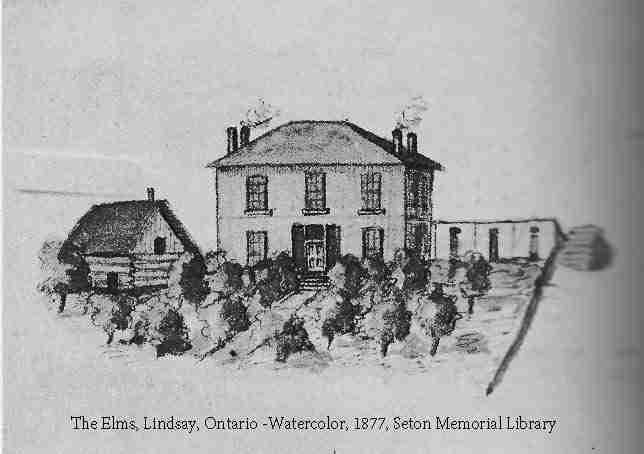 The Elms, Lindsay, Ontario Watercolor 1877 (B&W)