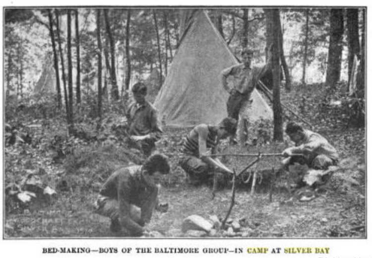 Boys of Baltimore Group at Camp Silver Bay (B&W)